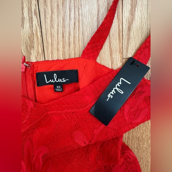 Lulus Meg Red Lace Sleeveless Tulip Hem Dress - Picture 5 of 6